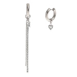 Asymmetric Rhinestone Tassel Heart Hoop Earrings 18k Gold