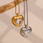 Minimalist Zircon Heart Pendant Necklace