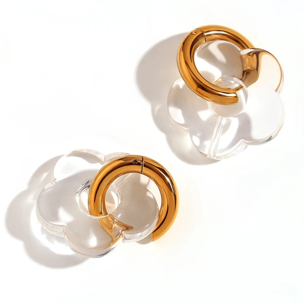 Resin Flower Hoop Earrings