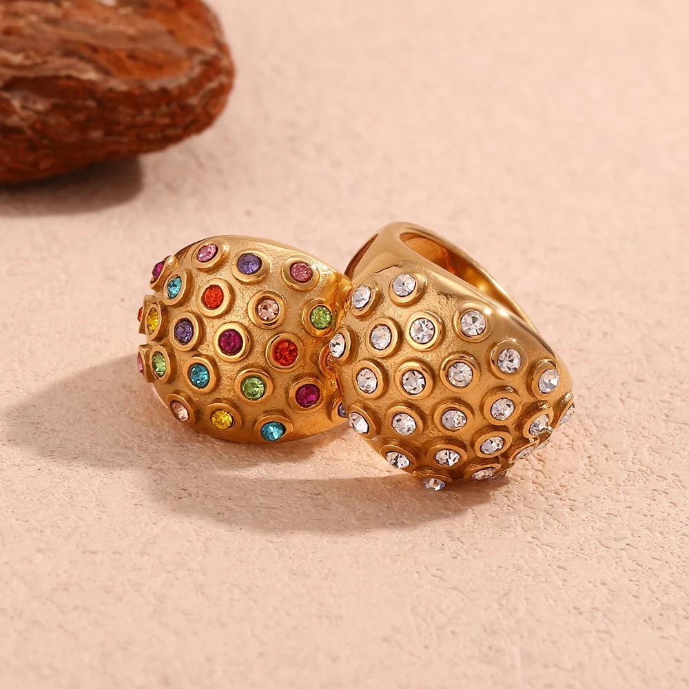 Colorful Geometric Zircon Ring