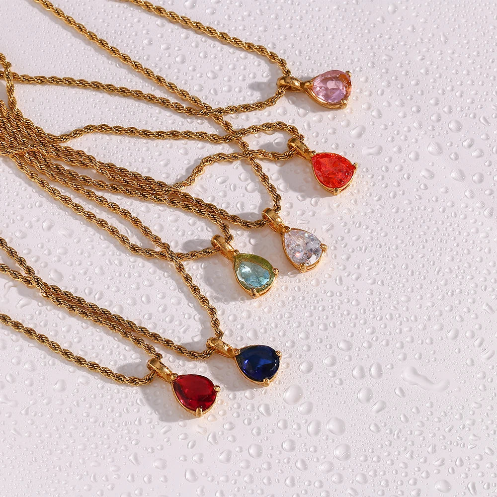 Elegant Birthstone Necklace with Zircon Pendant