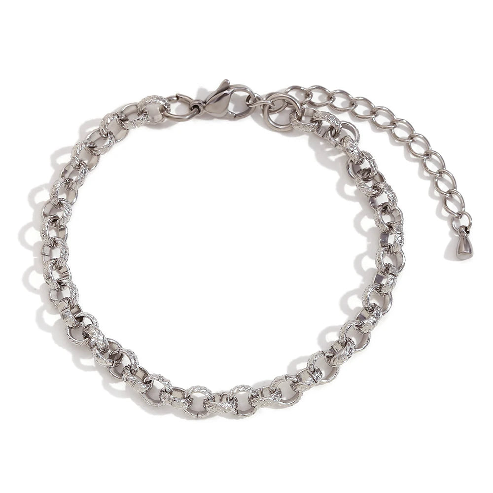 Elegant Silver Geometric Anklet