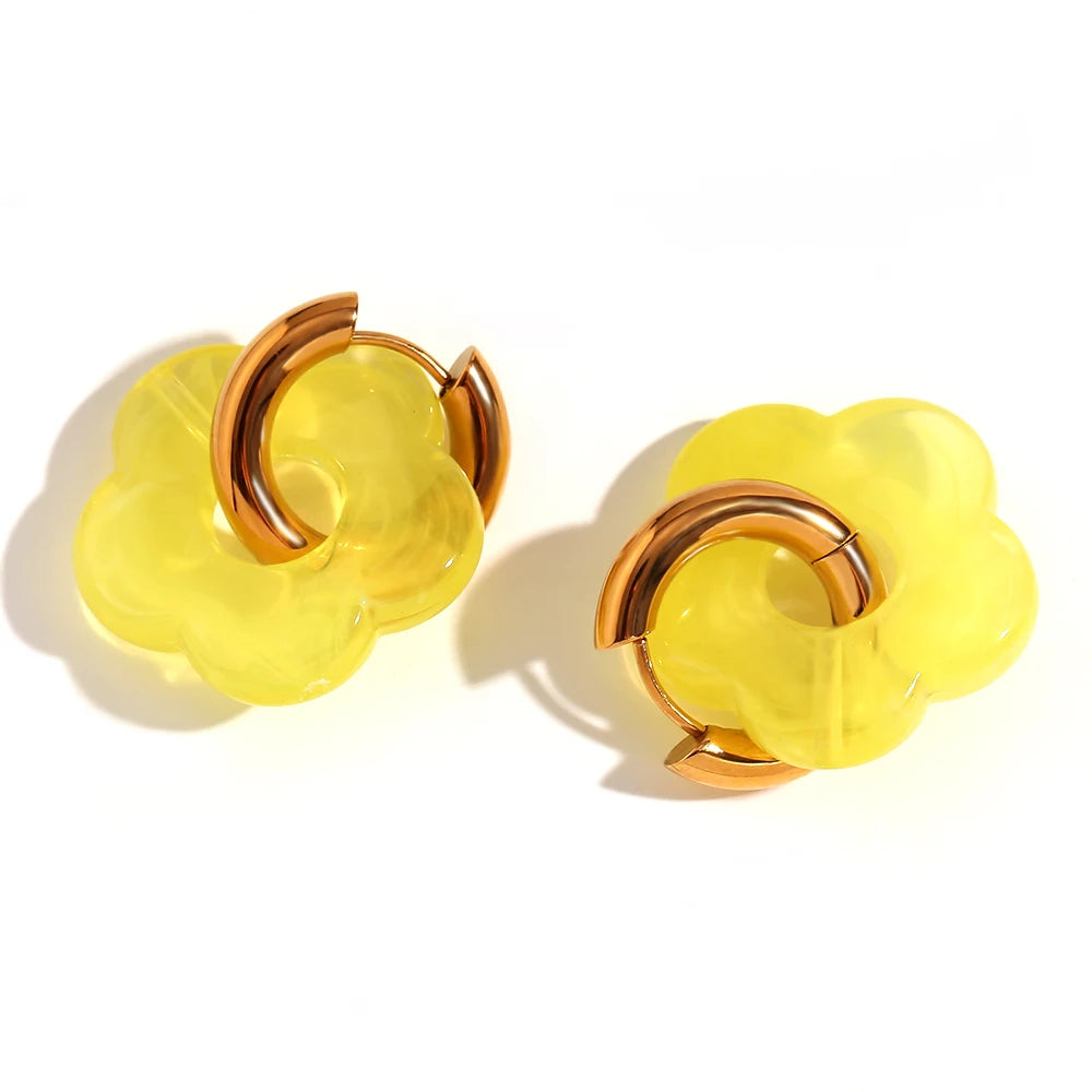 Resin Flower Hoop Earrings