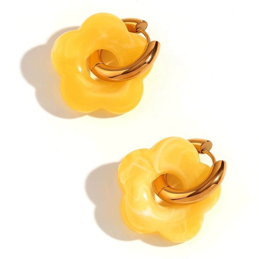 Resin Flower Hoop Earrings