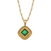 Fashion Square Texture Zircon Pendant Necklace