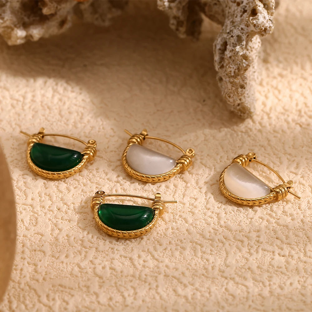 Vintage Green Agate Earrings