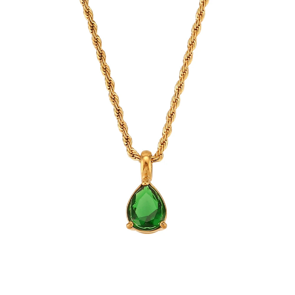 Elegant Birthstone Necklace with Zircon Pendant