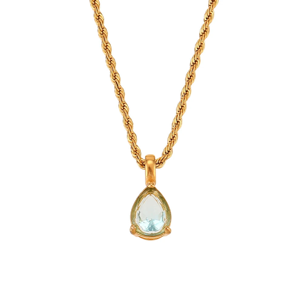 Elegant Birthstone Necklace with Zircon Pendant