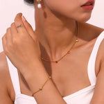 Heart Chain Bracelet Necklace Set 18K Gold