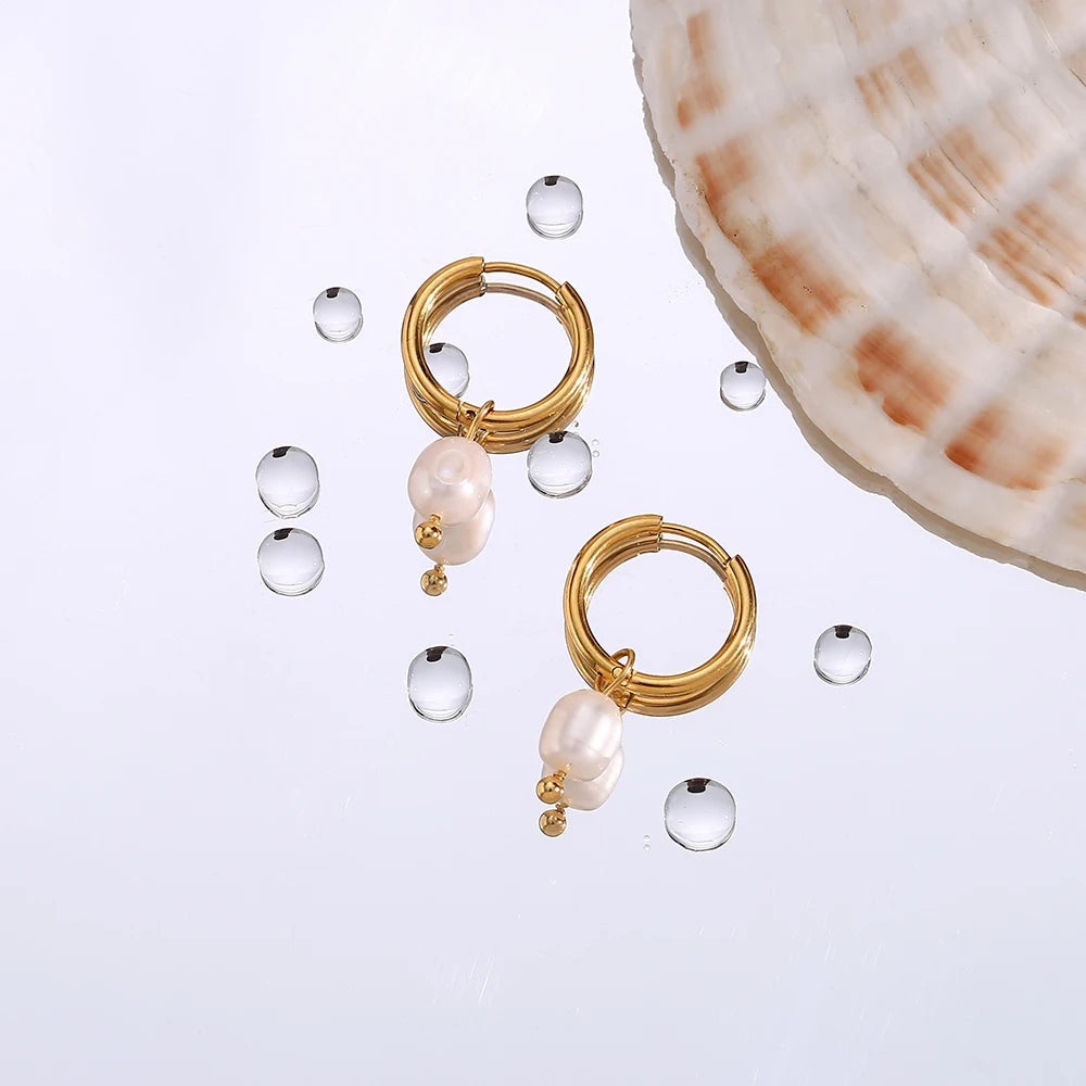 Minimalist Pearl Hoop Earrings