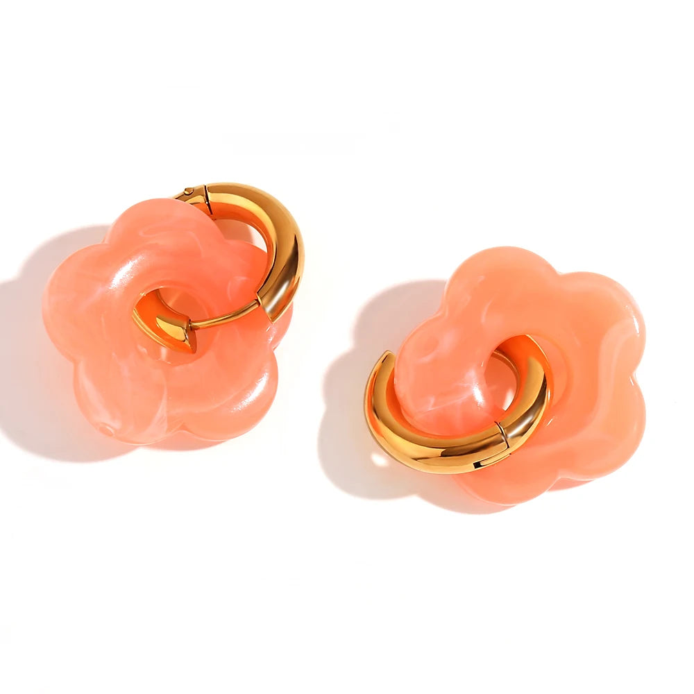 Resin Flower Hoop Earrings