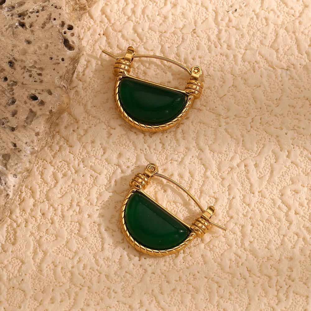 Vintage Green Agate Earrings