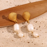 Shell Pearl Tassel Earrings