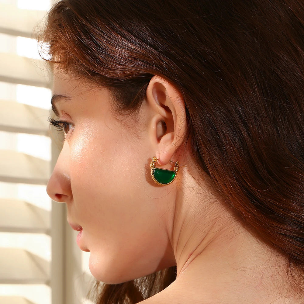 Vintage Green Agate Earrings