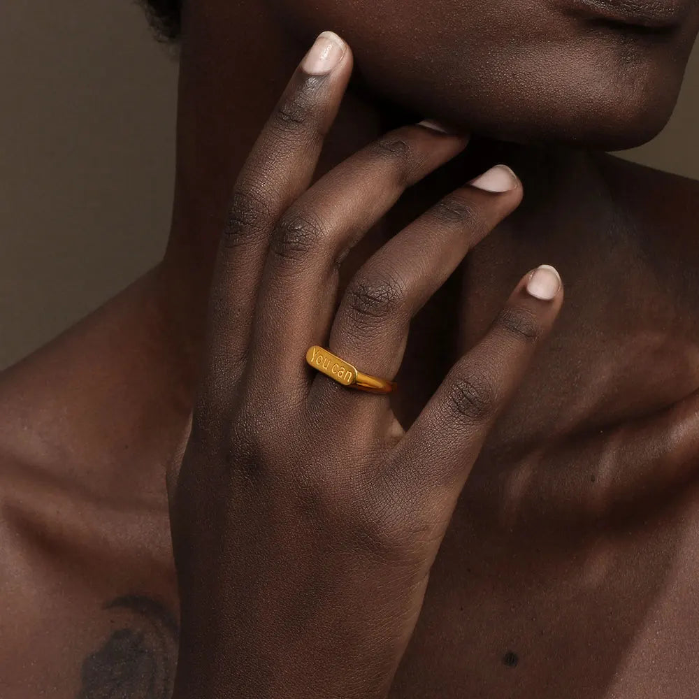 Minimalist 'You Can' Ring