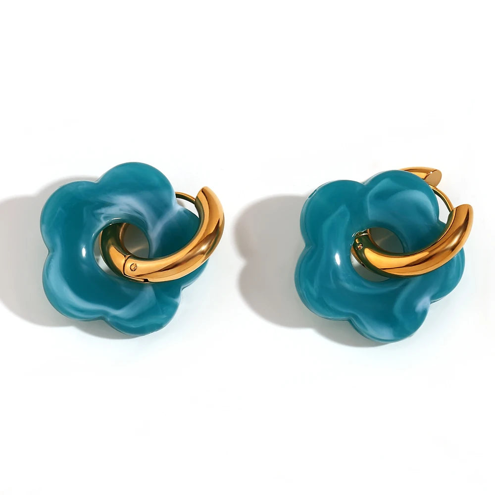 Resin Flower Hoop Earrings