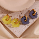 Resin Flower Hoop Earrings