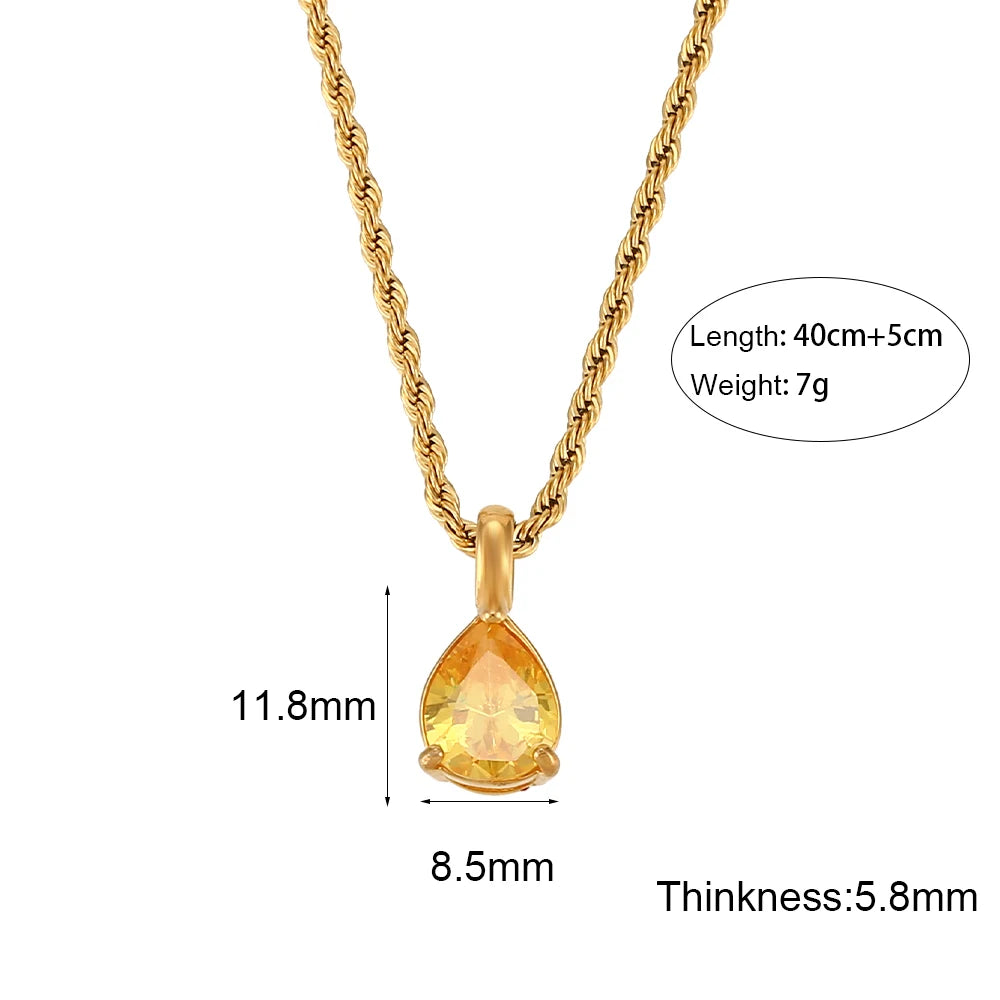 Elegant Birthstone Necklace with Zircon Pendant