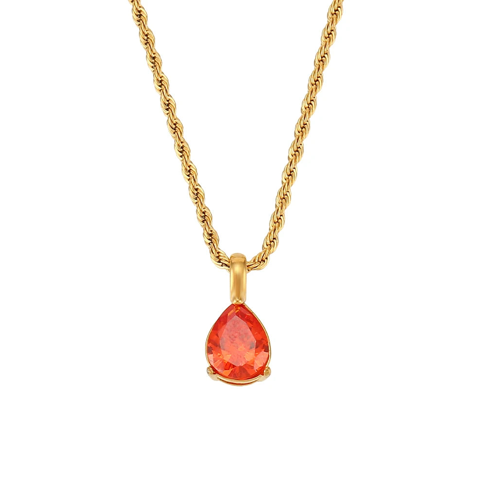 Elegant Birthstone Necklace with Zircon Pendant