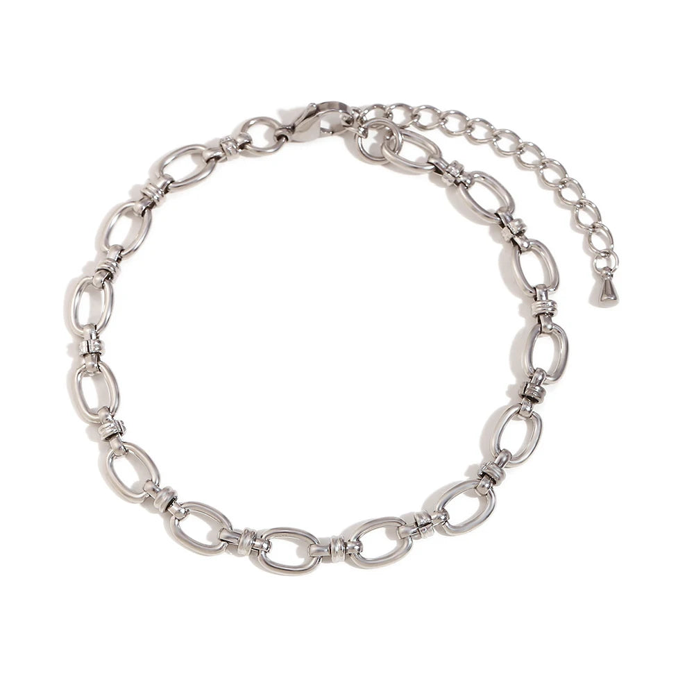 Elegant Silver Geometric Anklet