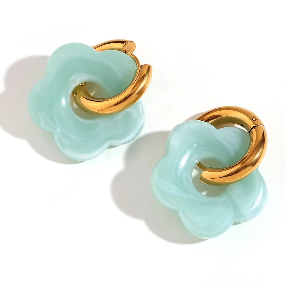 Resin Flower Hoop Earrings