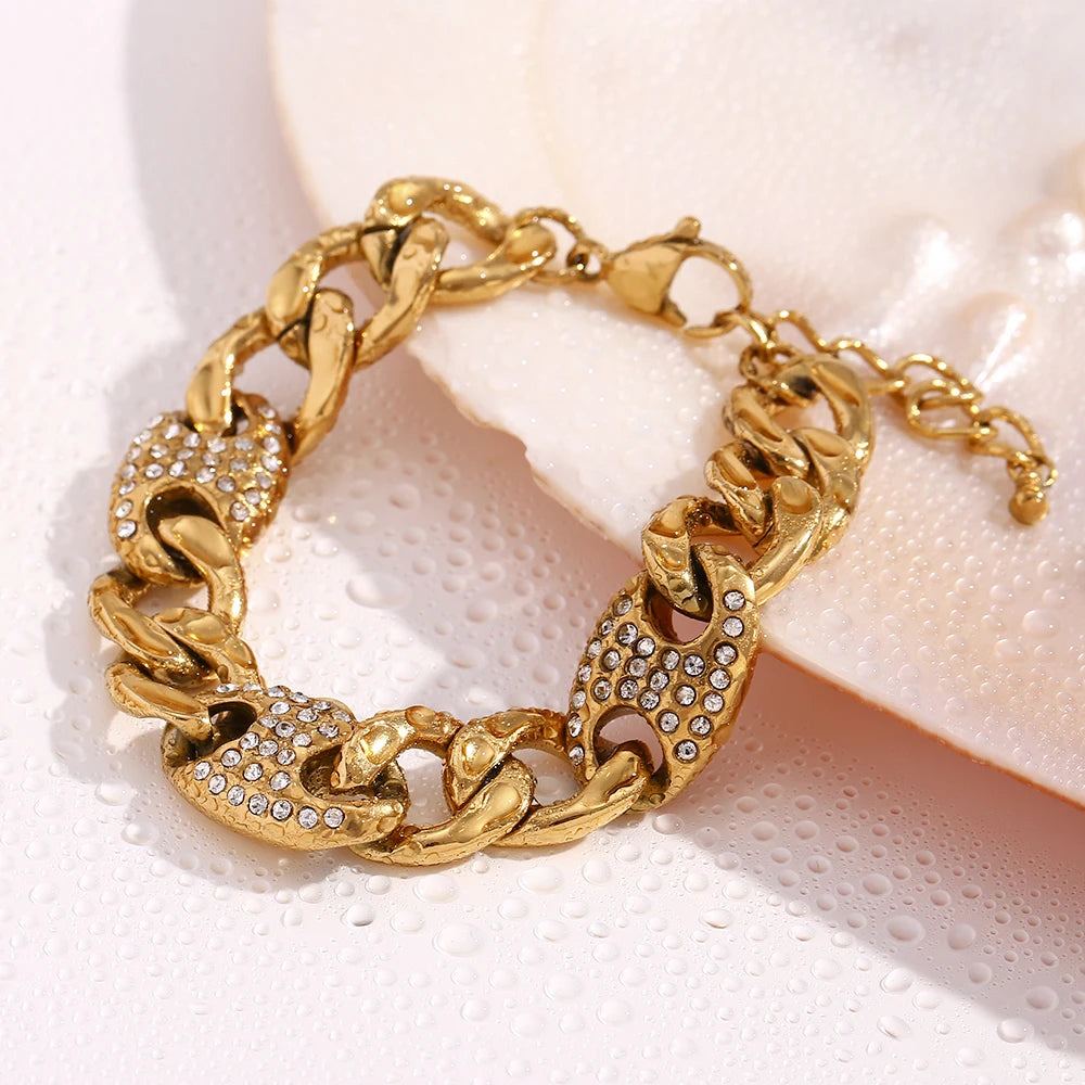 Waterproof Rhinestone Twisted Bracelet