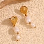 Shell Pearl Tassel Earrings